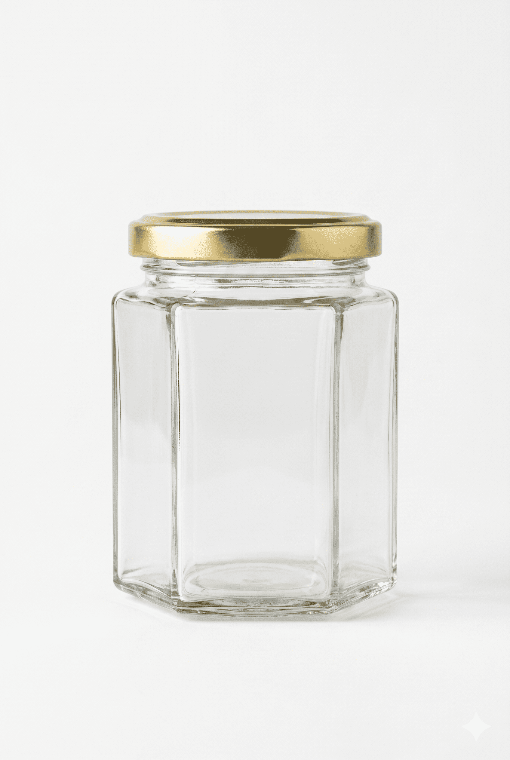 Pot en Verre Hexagonal "Alvéole" – Capsule Dorée